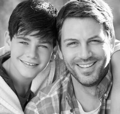 Happy father and son