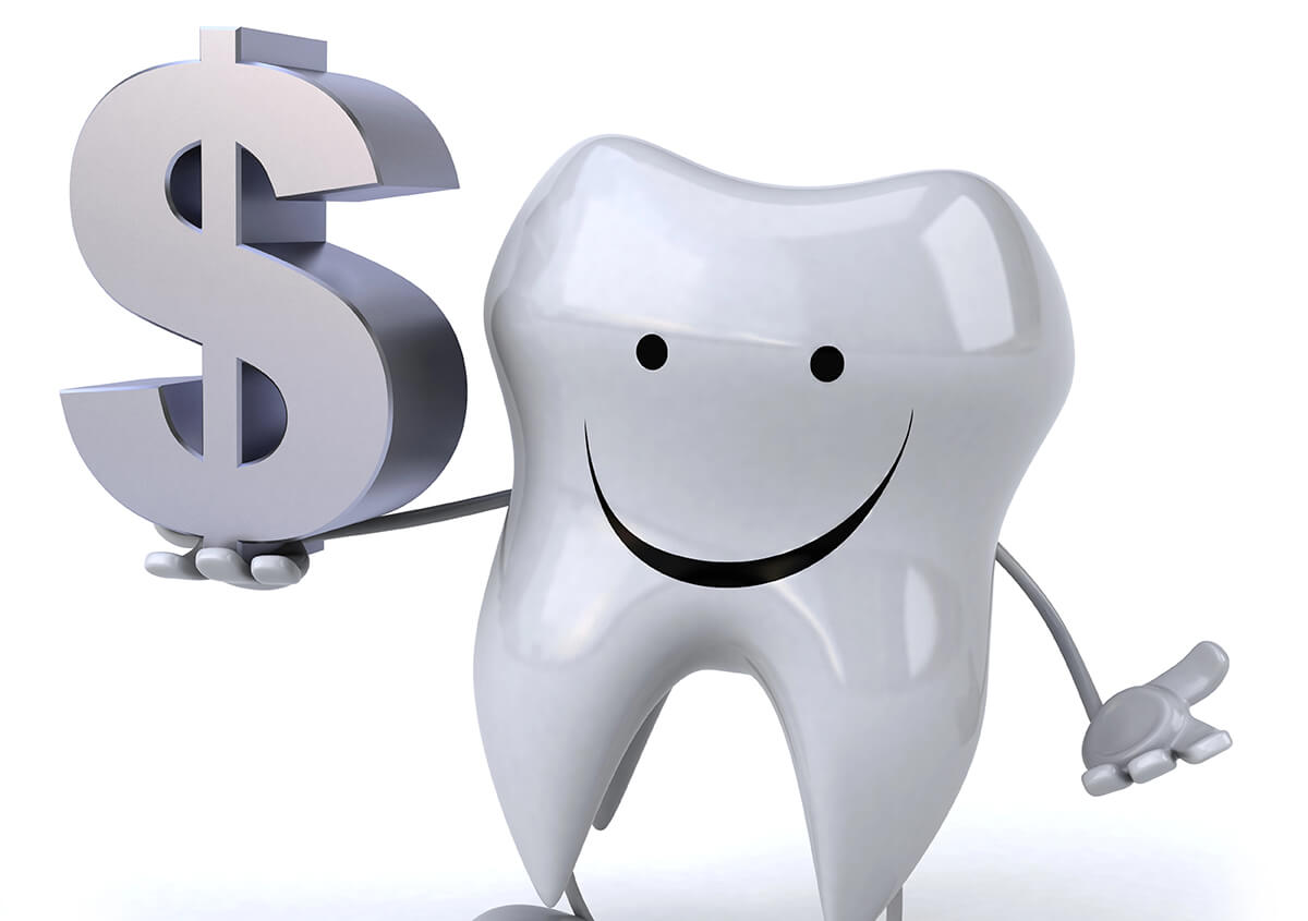 Tooth icon with a dollar sign representing affordable dental care and savings plans in Burley, ID