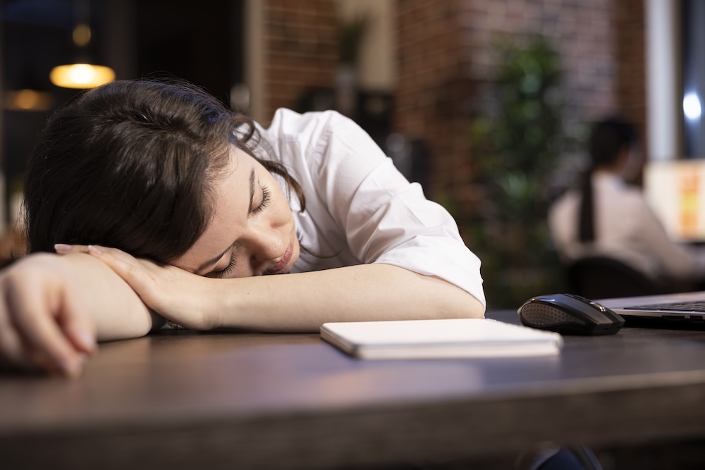 a person resting at work